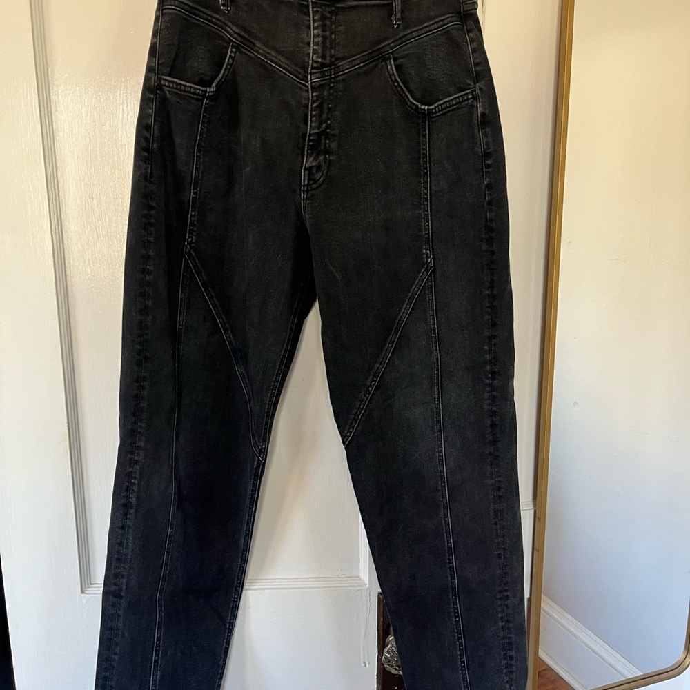 MOTHER High-Waisted Looker Stretch Jeans Black Sz 29 Straight Leg